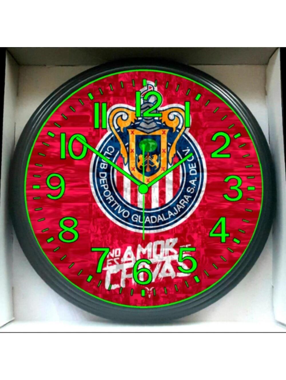 Chivas De Gaudalajara Soccer Glow In The Dark Wall Clock New!